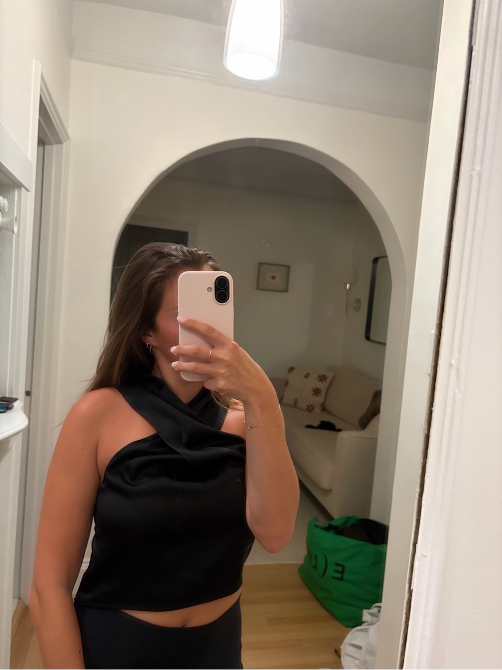 Black Draped Neck Sleeveless Top - Women